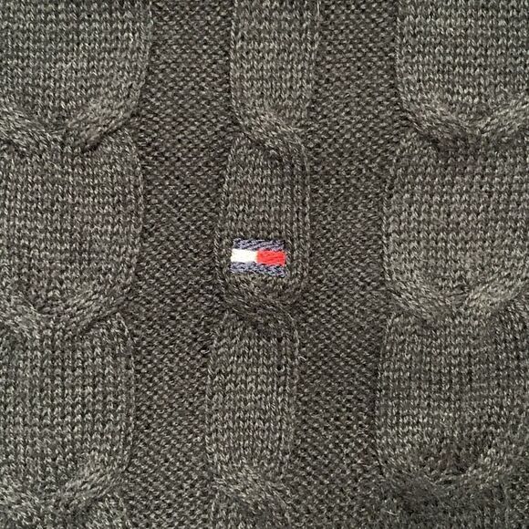 Tommy Hilfiger Crewneck Sweater Short Sleeve Black Cable Neutral Pullover Knit - Picture 8 of 9